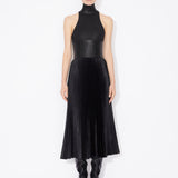 Azzedine Alaia Noir Midi Skirt in Pleated Embossed Croco