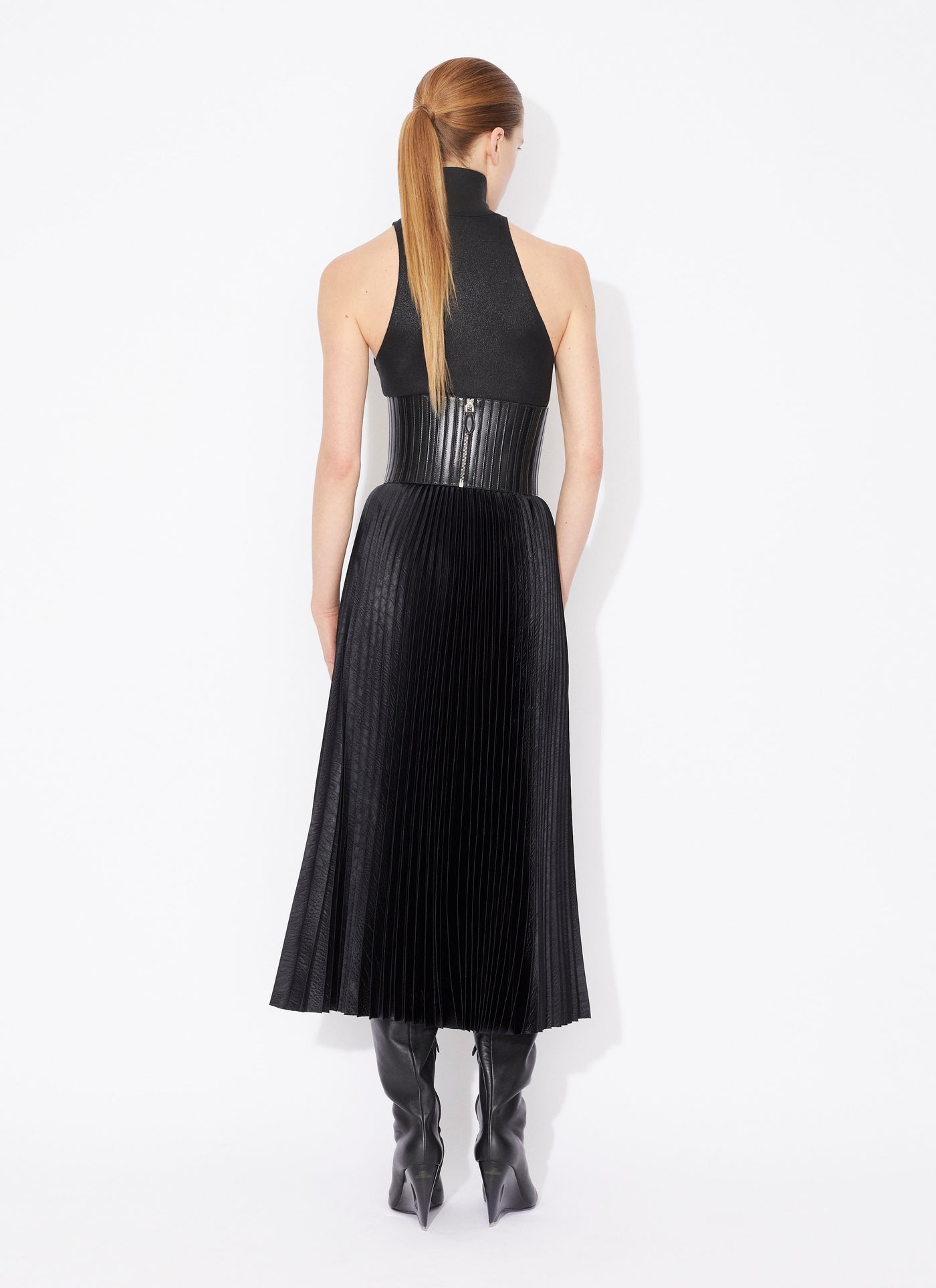 Midi Skirt in Pleated Embossed Croco