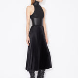 Azzedine Alaia Noir Midi Skirt in Pleated Embossed Croco