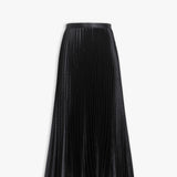 Azzedine Alaia Noir Midi Skirt in Pleated Embossed Croco