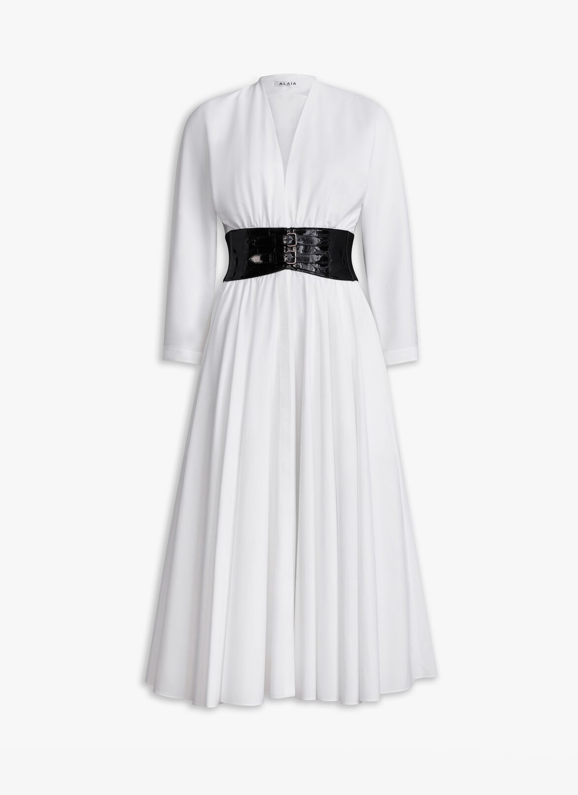 Alaia Blanc Long Sleeve Belt Dress