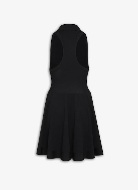 Alaia Noir Polo Skater Dress in Pique