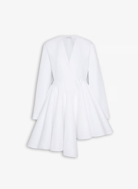 Alaia White Cotton Poplin Short Dress