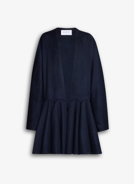 Alaia Minuit Cashmere Peplum Coat