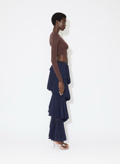 Knit Spiral Skirt - Midnight