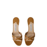 Manolo Blahnik Callamu Open Toe Mule in Light Brown