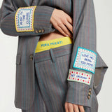 Mira Mikati Embroidered Word Patch Single Breasted Jacket