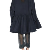 Alaia Minuit Cashmere Peplum Coat