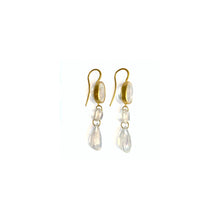 20K Yellow Gold Rainbow Moonstone Elizabeth T Earrings