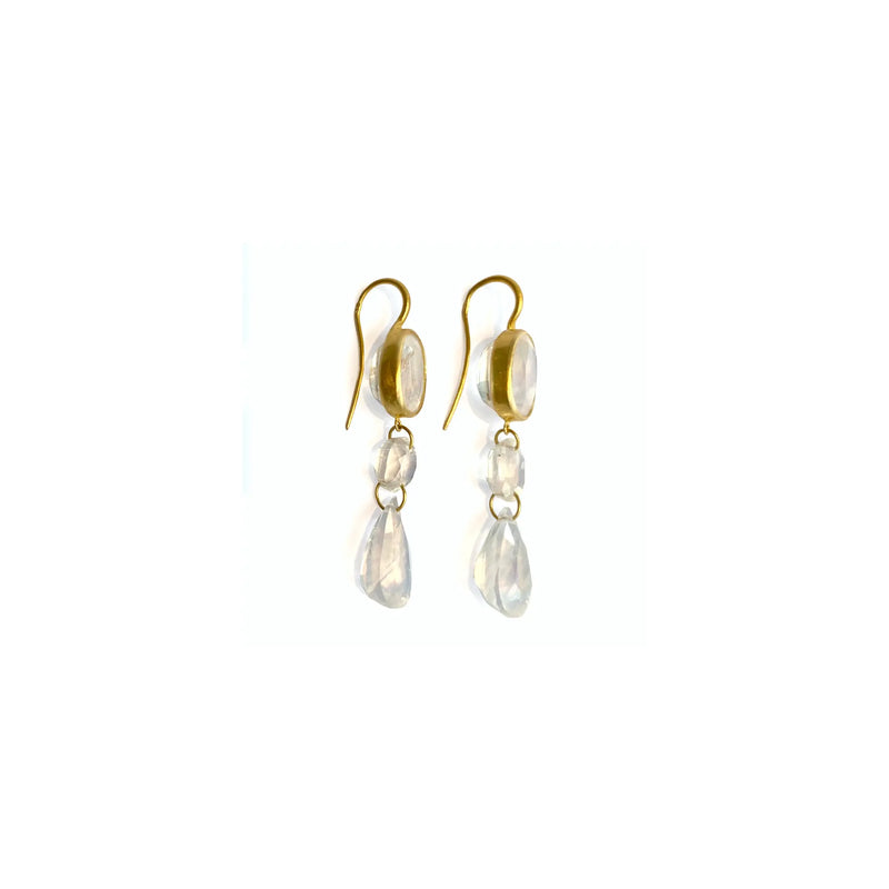 20K Yellow Gold Rainbow Moonstone Elizabeth T Earrings