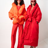 Washed Nylon Down Jacket in Orange