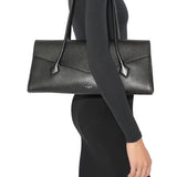 Alaia Noir Le Teckel Flap Tote in Shiny Grained Calfskin