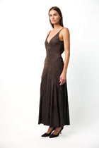 Brigita Slip Dress in Dark Chocolate Suede