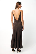 Brigita Slip Dress in Dark Chocolate Suede