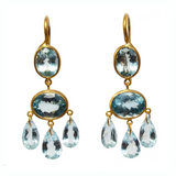 22K Yellow Gold Aquamarine Small Gabrielle D’Estree Earrings