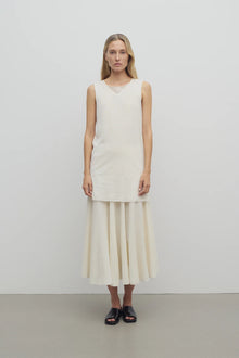 Jaliah Skirt in Cotton and Linen - White