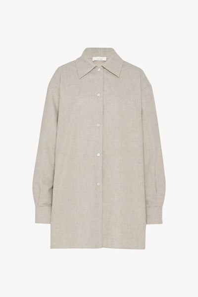 Komako Shirt in Wool and Cashmere in Light Pebble
