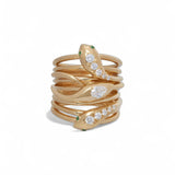 Sidney Garber 18K YG Diamond and Emerald Three Headed Serpentine Ring