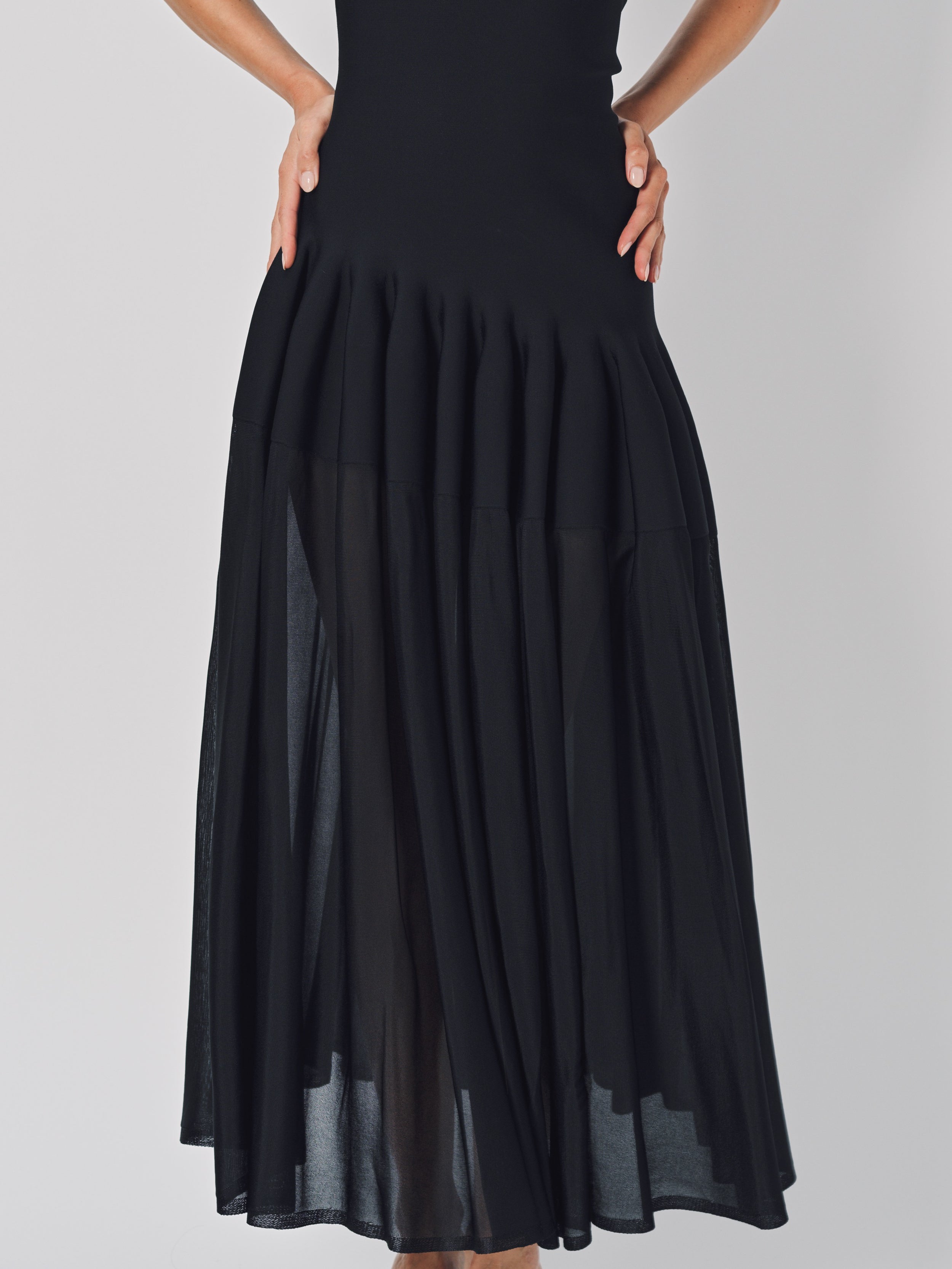 Azzedine Alaia Godet Dress L Noir / 36