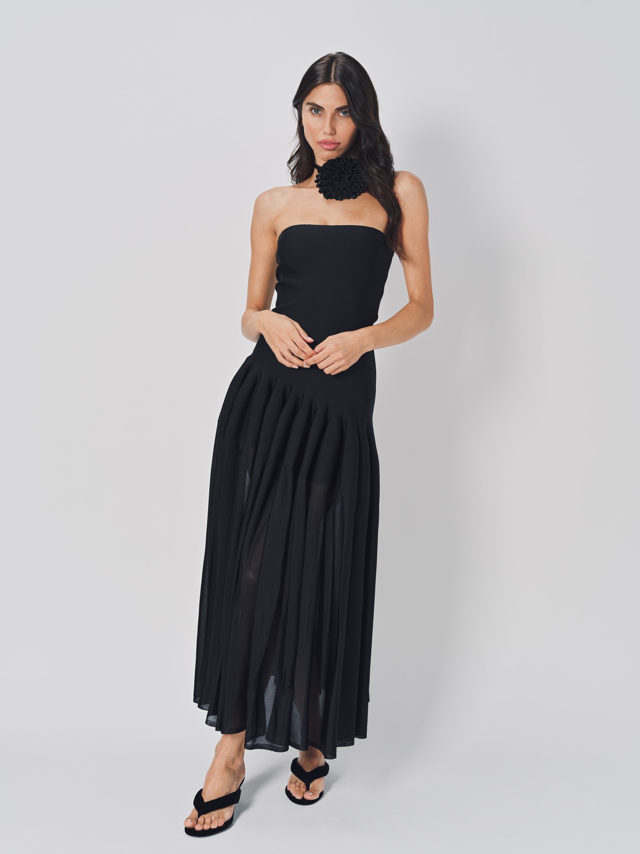 Azzedine Alaia Godet Dress L Noir / 36