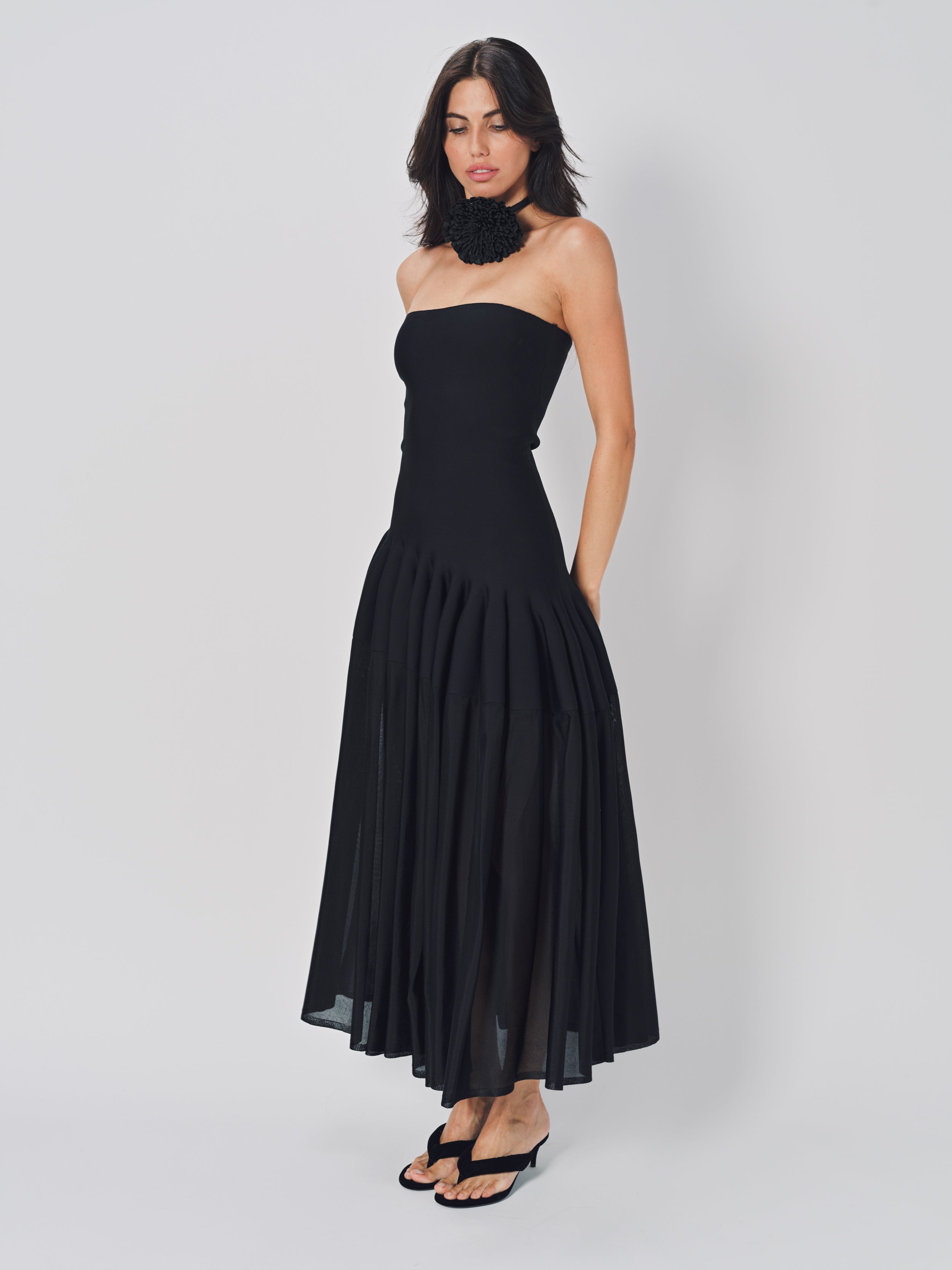 Azzedine Alaia Godet Dress L Noir / 36
