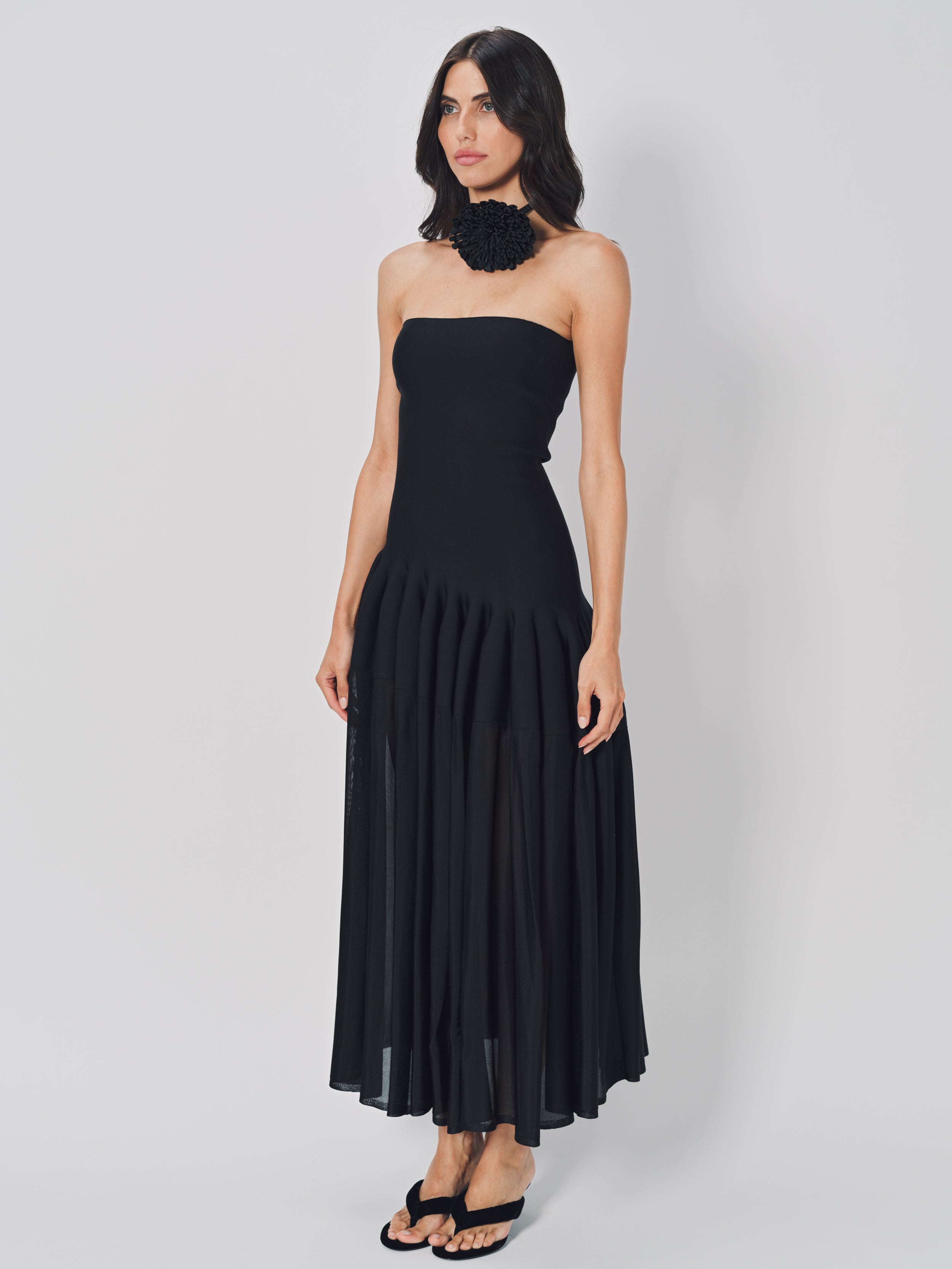 Azzedine Alaia Godet Dress L Noir / 36