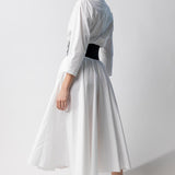 Azzedine Alaia Blanc Long Sleeve Belt Dress