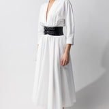 Azzedine Alaia Blanc Long Sleeve Belt Dress