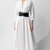Azzedine Alaia Blanc Long Sleeve Belt Dress