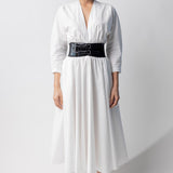 Azzedine Alaia Blanc Long Sleeve Belt Dress