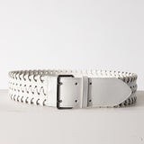 Azzedine Alaia White Woven Calf Leather Belt
