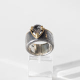 Sterling Silver and 18K Yellow Gold Cigar Band with Bezel Set Umbra Sapphire