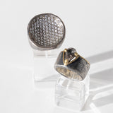 Sterling Silver and 18K Yellow Gold Cigar Band with Bezel Set Umbra Sapphire