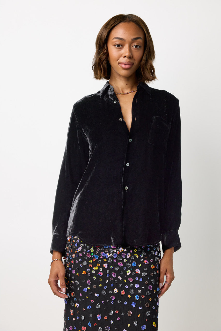 Comme des Garcons Velvet Button Down Blouse