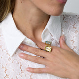 Ileana Makri 18K Yellow Gold Oblong Green Amethyst Ring