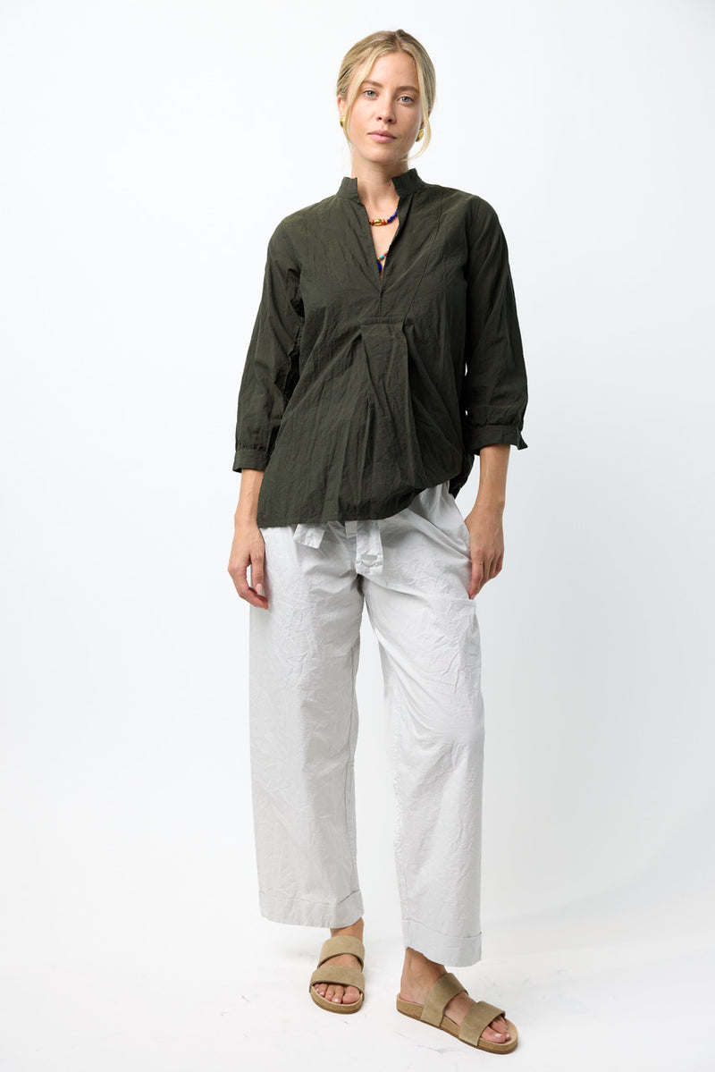 Washed Cotton Pants with Tie Front