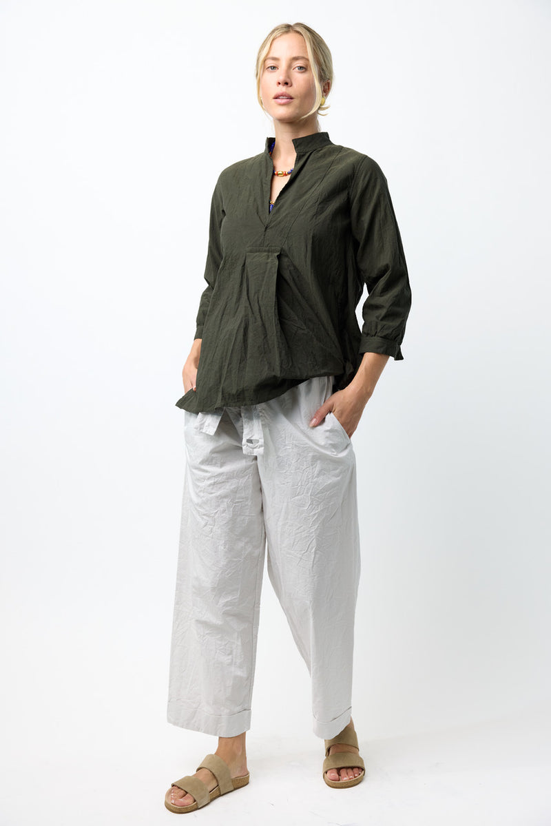 Washed Cotton Pants with Tie Front