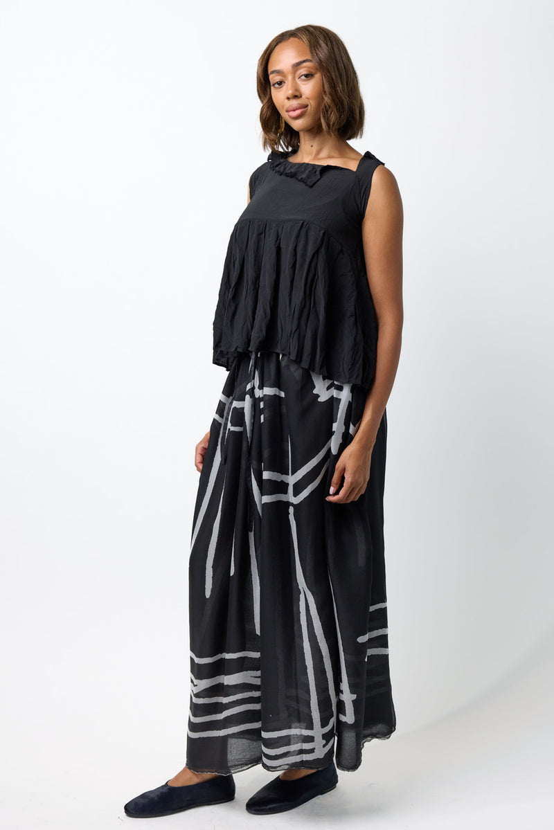 Silk Patterned Long Skirt