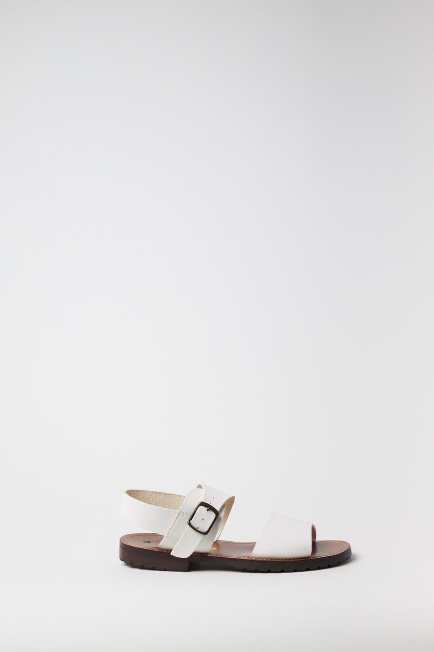 Flat Leather Sandal with Buckle