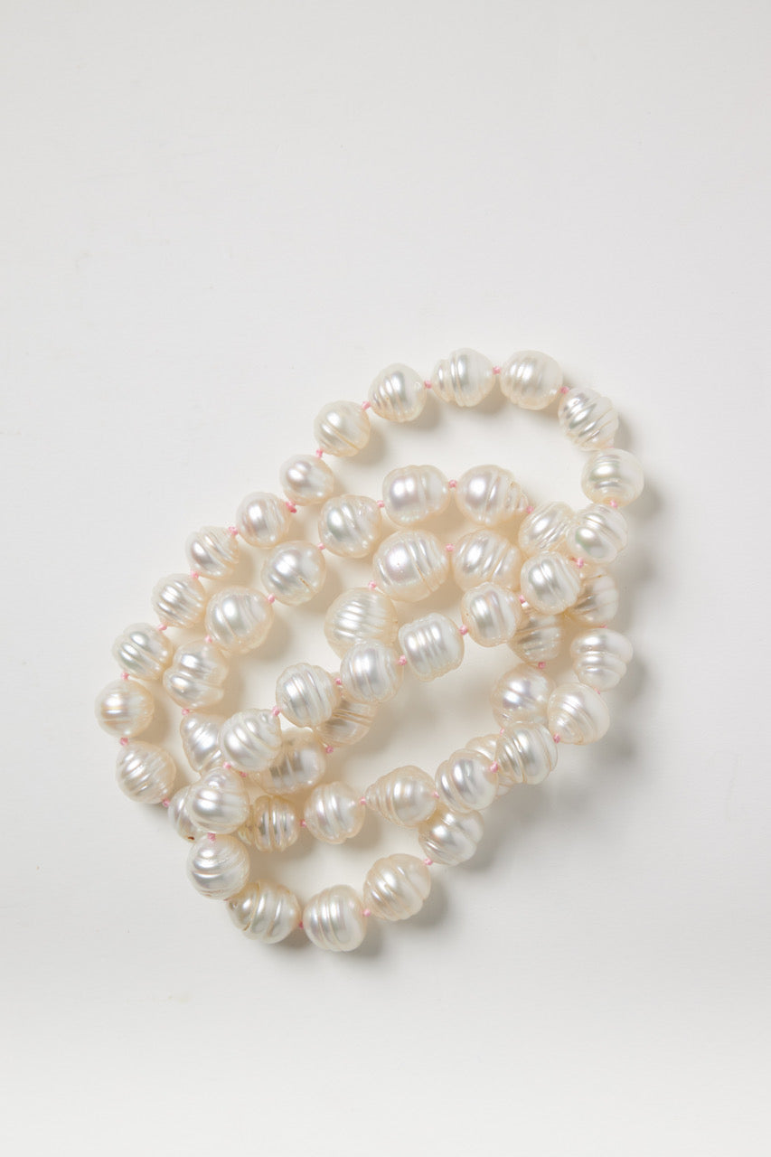 White Baroque Pearl Strand on Pink String