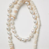 Will Hannigan White Baroque Pearl Necklace with Puka Shells