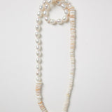 Will Hannigan White Baroque Pearl Necklace with Puka Shells