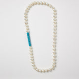 Will Hannigan Small White Baroque Pearl Necklace with Turquoise Beads