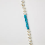 Will Hannigan Small White Baroque Pearl Necklace with Turquoise Beads