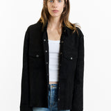 Lamb Suede Button Down Shirt