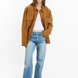 Lamb Suede Button Down Shirt