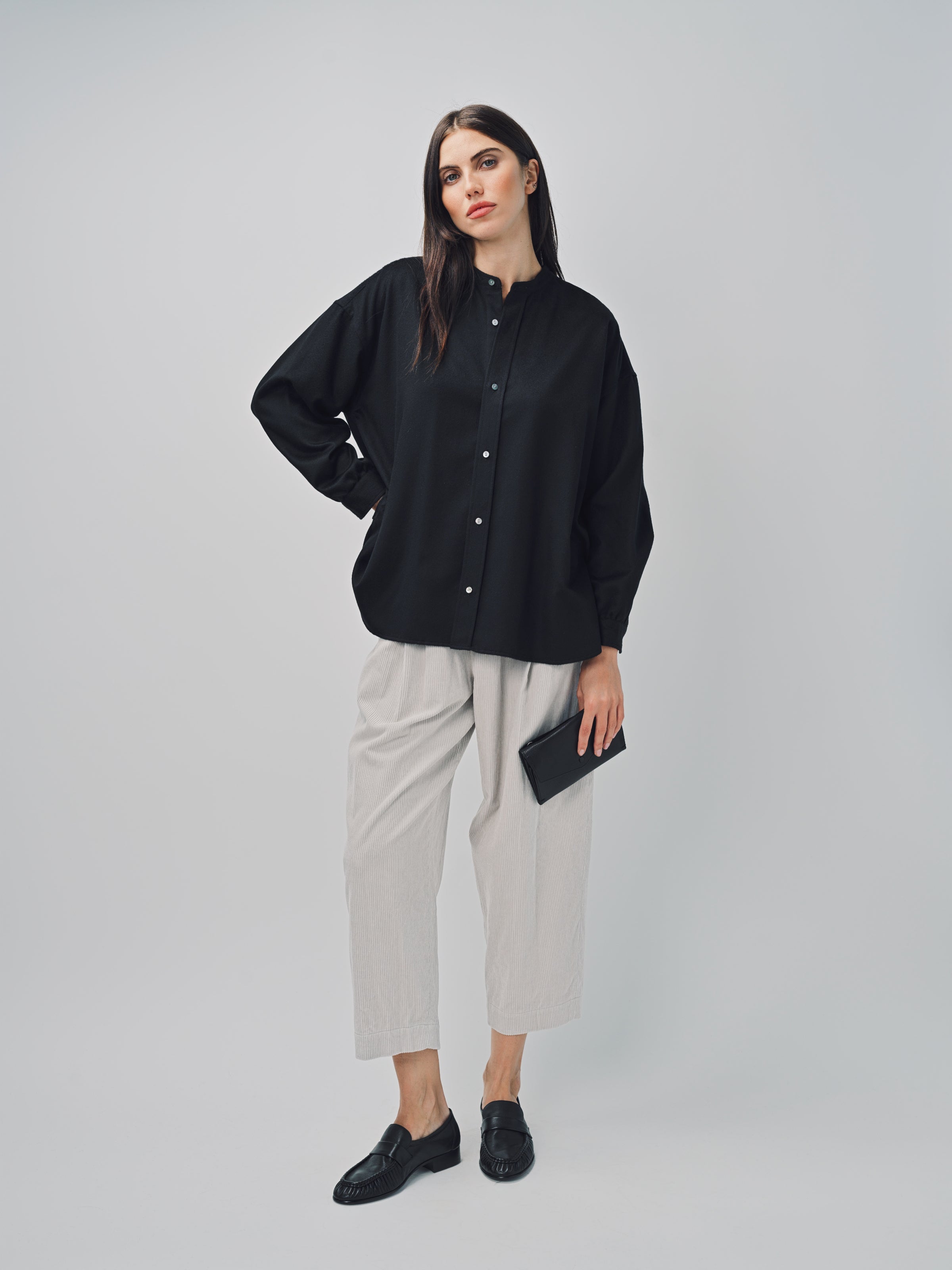 Arts & Science Band Collar Simple Shirt Black / 1