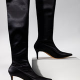 Alexa Wagner Black Satin Audrey Bootie