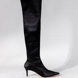 Alexa Wagner Black Satin Audrey Bootie