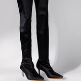 Alexa Wagner Black Satin Audrey Bootie